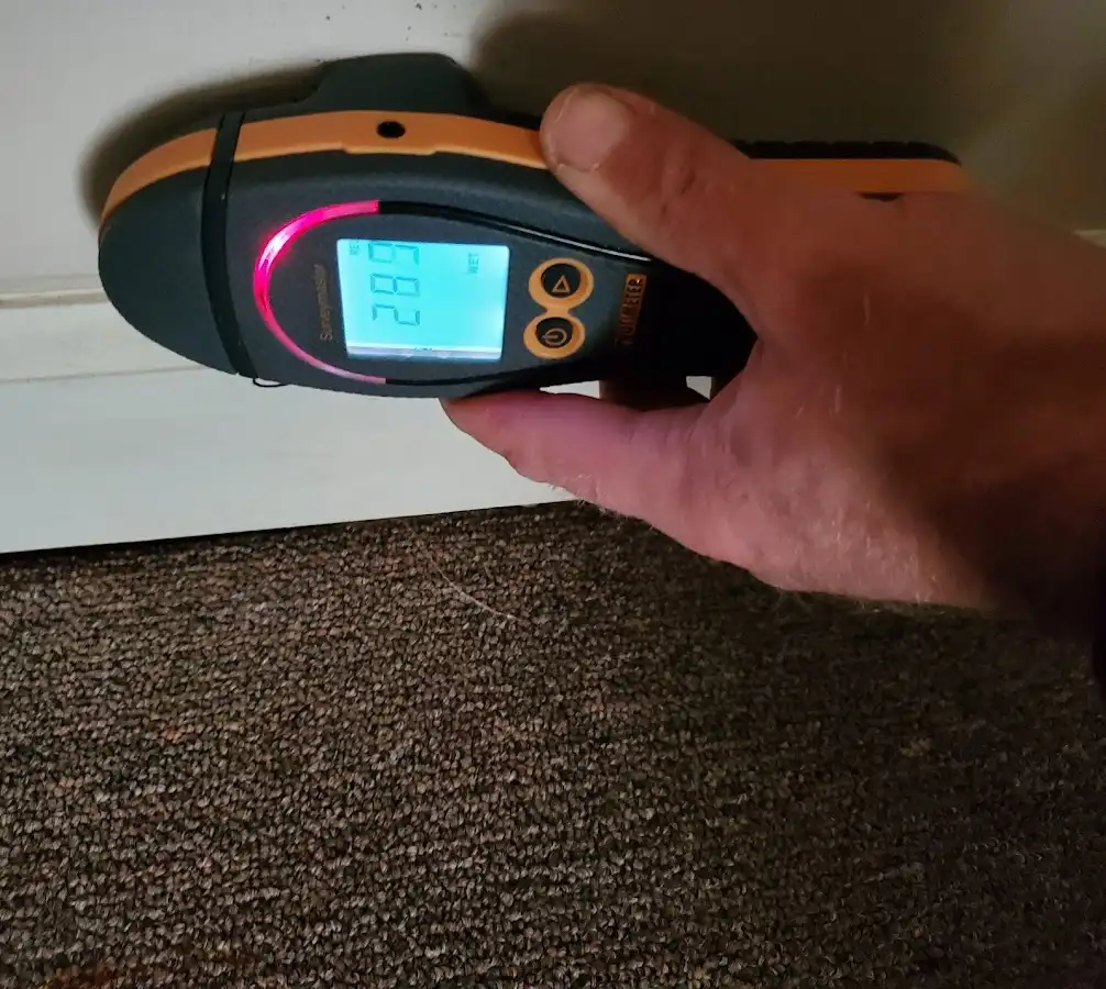 Moisture detection at baseboard during Sewage Cleanup & Sanitation in North Hanover